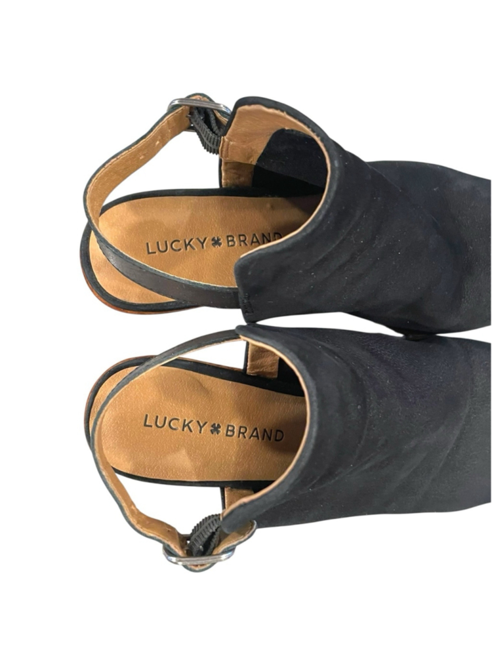 Lucky Brand Womens 7.5 Open Toe Slingback Platform Wedge Sandal Bootie Leather - Picture 8 of 14
